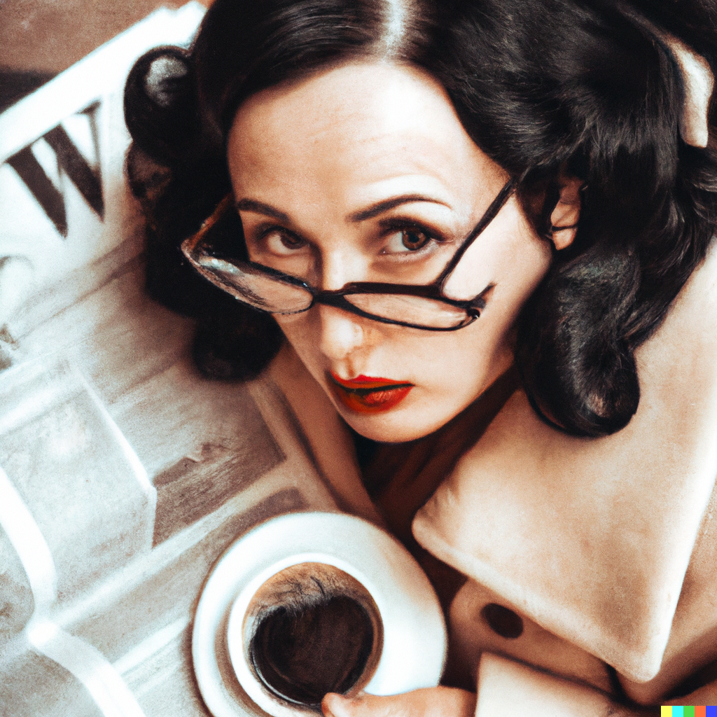 DALL·E drinking coffee and reading the newspaper1